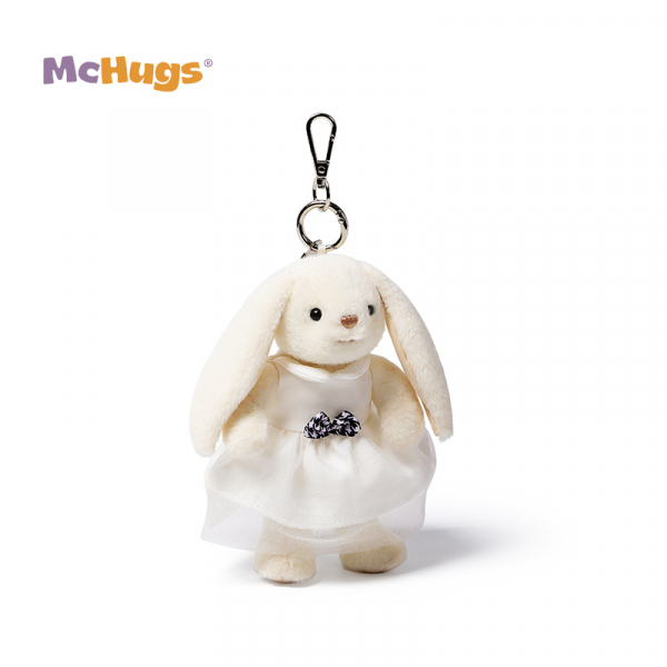 Mchugs White dress Smiling Leveret Charm（マックハグス）ホワイトドレス　スマイリンレヴレットチャーム　服を着たウサギ　ドレスのうさぎ　うさぎチャーム　