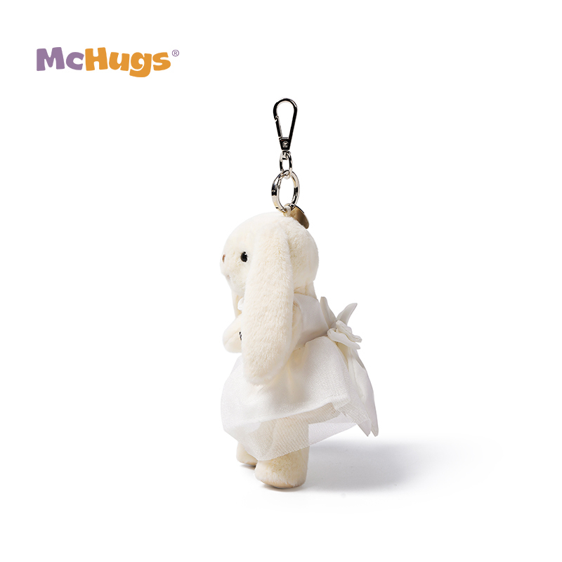 Mchugs White dress Smiling Leveret Charm（マックハグス）ホワイトドレス　スマイリンレヴレットチャーム　服を着たウサギ　ドレスのうさぎ　うさぎチャーム　