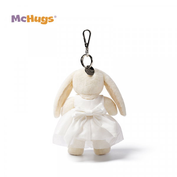 Mchugs White dress Smiling Leveret Charm（マックハグス）ホワイトドレス　スマイリンレヴレットチャーム　服を着たウサギ　ドレスのうさぎ　うさぎチャーム　