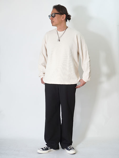 LOS ANGELES APPAREL Long Sleeve Heavy Thermal Crew Neck - Cream