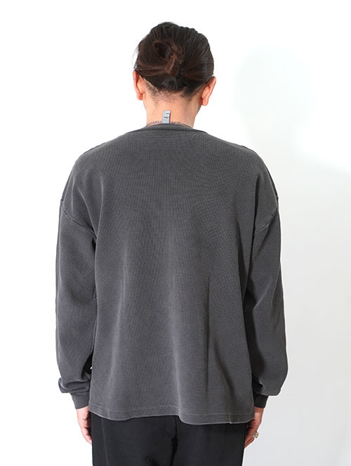 LOS ANGELES APPAREL Long Sleeve Heavy Thermal Crew Neck - Vintage Black