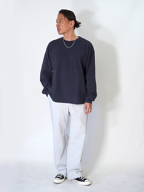 LOS ANGELES APPAREL Long Sleeve Heavy Thermal Crew Neck - Dolphin Blue