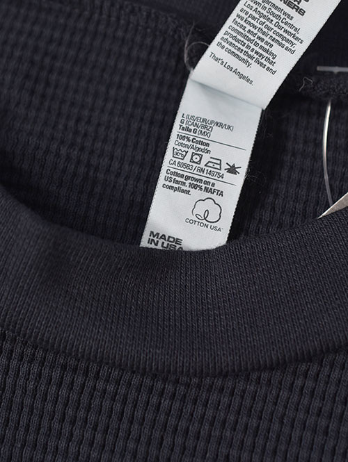 LOS ANGELES APPAREL Long Sleeve Heavy Thermal Crew Neck - Dolphin Blue