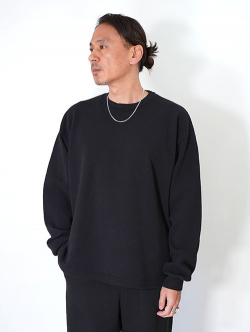 LOS ANGELES APPAREL Long Sleeve Heavy Thermal Crew Neck - Black