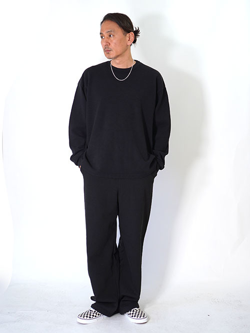 LOS ANGELES APPAREL Long Sleeve Heavy Thermal Crew Neck - Black