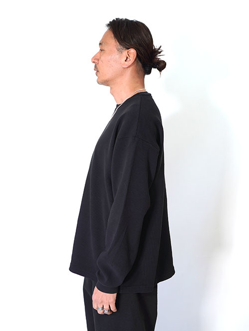 LOS ANGELES APPAREL Long Sleeve Heavy Thermal Crew Neck - Black