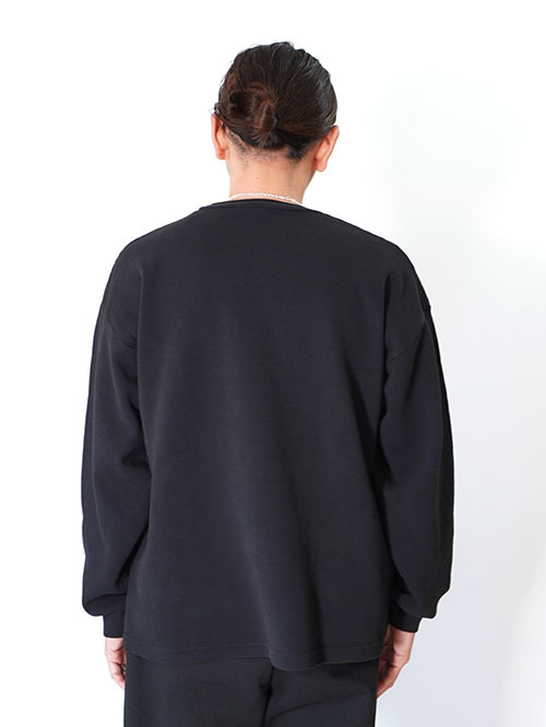 LOS ANGELES APPAREL Long Sleeve Heavy Thermal Crew Neck - Black