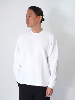 LOS ANGELES APPAREL Long Sleeve Heavy Thermal Crew Neck - White