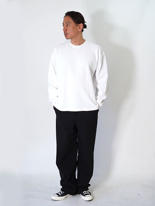 LOS ANGELES APPAREL Long Sleeve Heavy Thermal Crew Neck - White