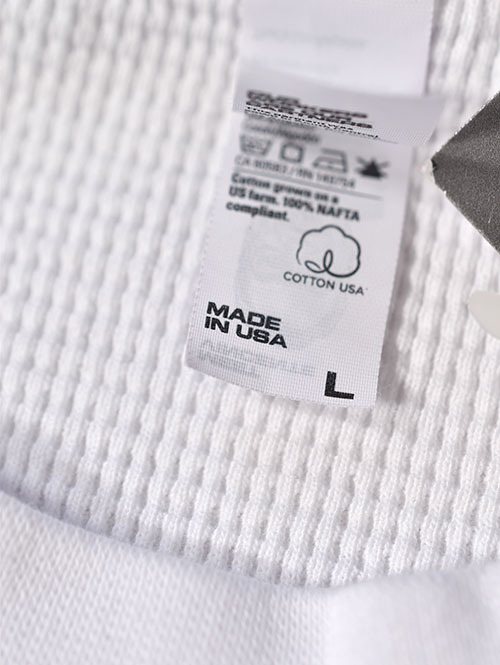 LOS ANGELES APPAREL Long Sleeve Heavy Thermal Crew Neck - White