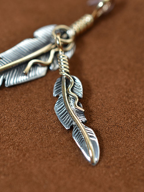 Navajo JOE MACE  ツインフェザーペンダントトップ 14K