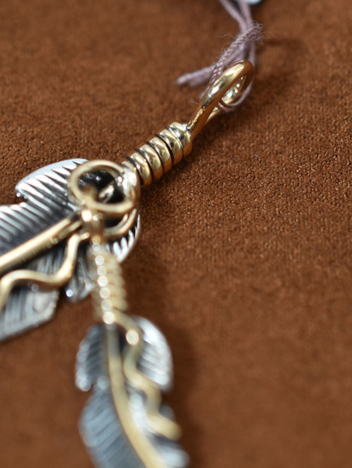 Navajo JOE MACE  ツインフェザーペンダントトップ 14K