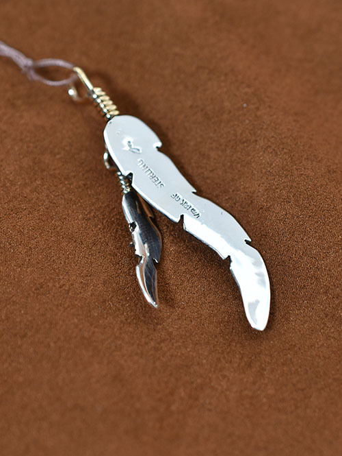 Navajo JOE MACE  ツインフェザーペンダントトップ 14K