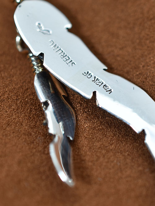 Navajo JOE MACE  ツインフェザーペンダントトップ 14K