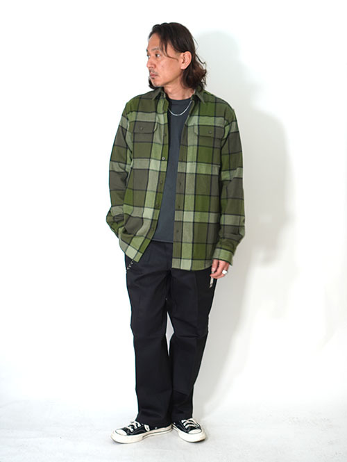 NORTH FACE  USA ネルチェックシャツ - Olive Green