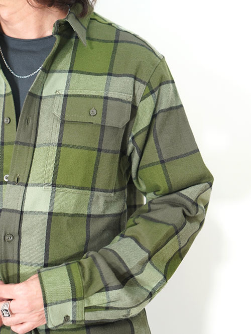 NORTH FACE  USA ネルチェックシャツ - Olive Green
