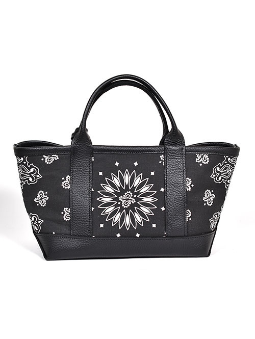 CROSSED ARROWS バンダナ柄 レザートートバッグ（Black）