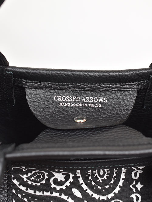 CROSSED ARROWS バンダナ柄 レザートートバッグ（Black）