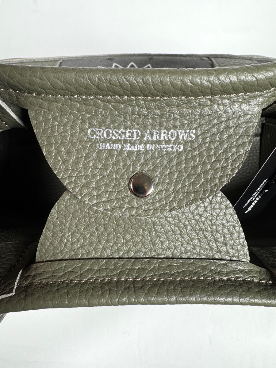 CROSSED ARROWS バンダナ柄 レザートートバッグ（Olive Green）