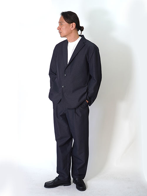 SALUTE HELM N/Peダブルクロスストレッチ ワンタックワイドパンツ (66003) - Charcoal