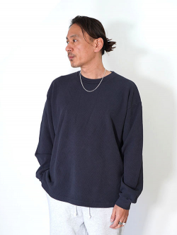 LOS ANGELES APPAREL Long Sleeve Heavy Thermal Crew Neck - Dolphin Blue