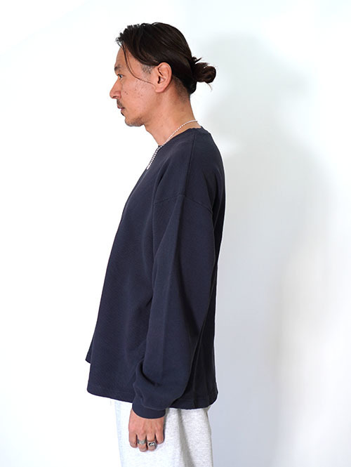 LOS ANGELES APPAREL Long Sleeve Heavy Thermal Crew Neck - Dolphin Blue