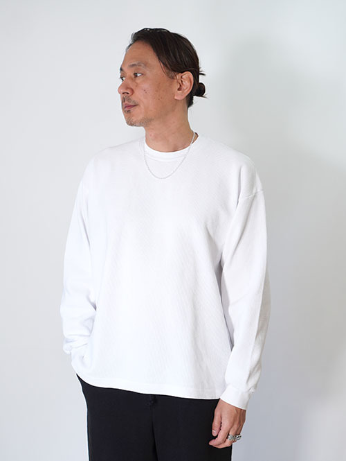 LOS ANGELES APPAREL Long Sleeve Heavy Thermal Crew Neck - White