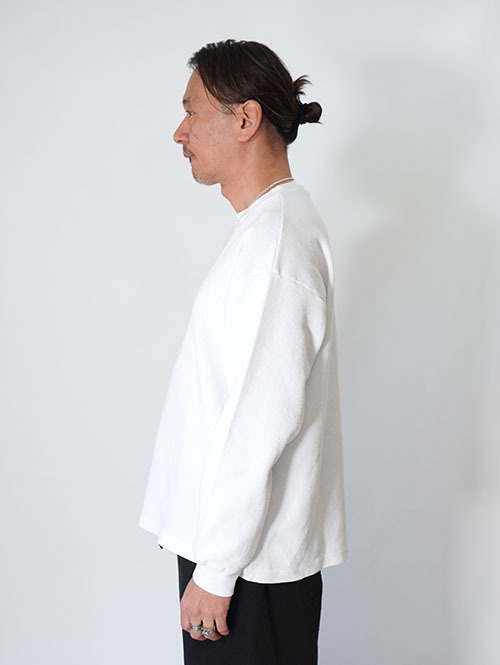 LOS ANGELES APPAREL Long Sleeve Heavy Thermal Crew Neck - White