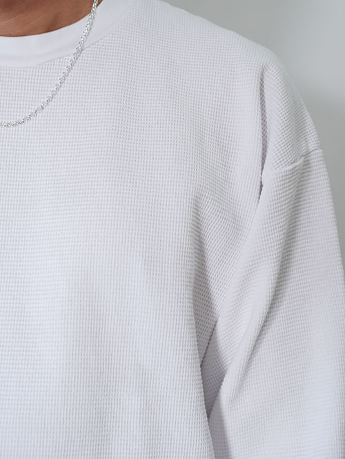 LOS ANGELES APPAREL Long Sleeve Heavy Thermal Crew Neck - White