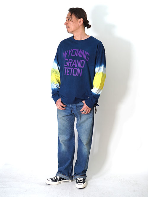 ILL ONE EIGHTY "WYOMING " TIE DYE L/S TEE - Navy