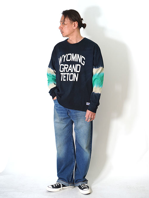 ILL ONE EIGHTY "WYOMING " TIE DYE L/S TEE　- Black