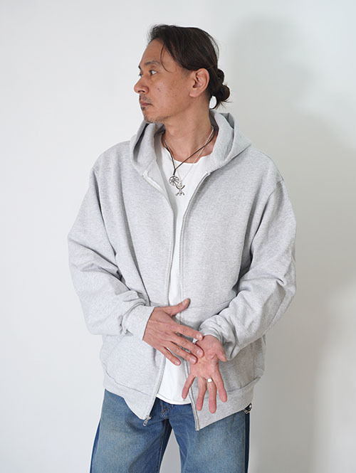 LOS ANGELES APPAREL  14.oz HEAVY FLEECE ZIP UP HOODIE - Grey
