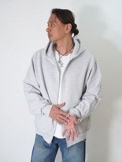 LOS ANGELES APPAREL  14.oz HEAVY FLEECE ZIP UP HOODIE - Grey