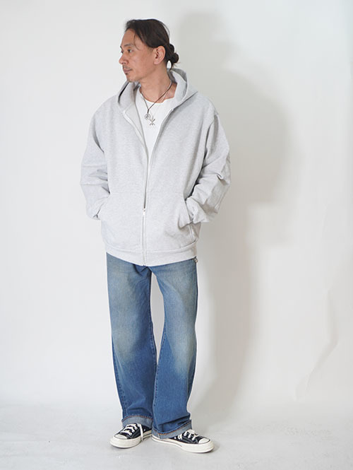 LOS ANGELES APPAREL  14.oz HEAVY FLEECE ZIP UP HOODIE - Grey