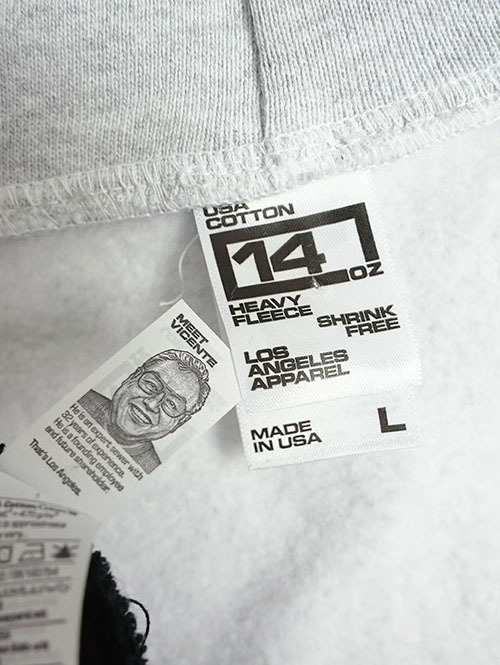 LOS ANGELES APPAREL  14.oz HEAVY FLEECE ZIP UP HOODIE - Grey