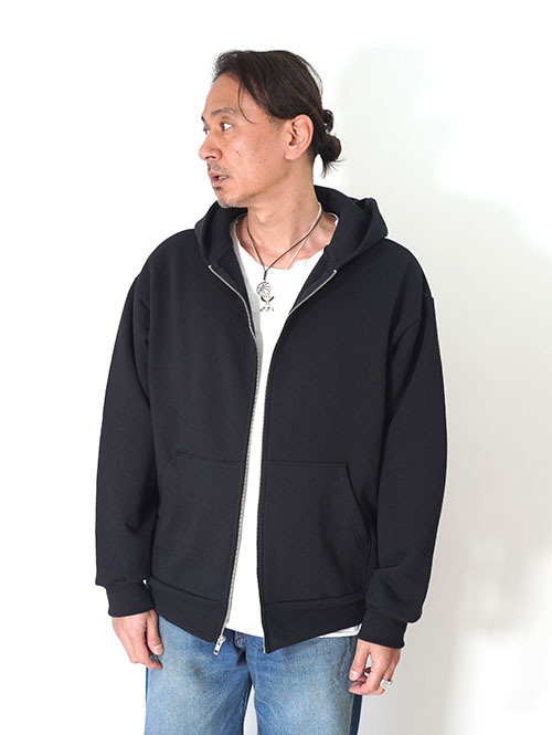 LOS ANGELES APPAREL  14.oz HEAVY FLEECE ZIP UP HOODIE - Black