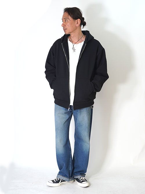 LOS ANGELES APPAREL  14.oz HEAVY FLEECE ZIP UP HOODIE - Black