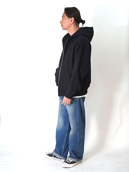 LOS ANGELES APPAREL  14.oz HEAVY FLEECE ZIP UP HOODIE - Black