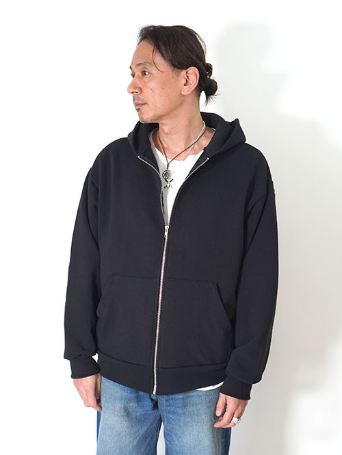 LOS ANGELES APPAREL  14.oz HEAVY FLEECE ZIP UP HOODIE - Black