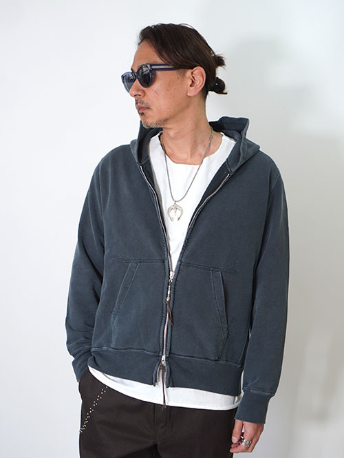 REMI RELIEF SP加工裏毛ZIPパーカー  - Vintage Black