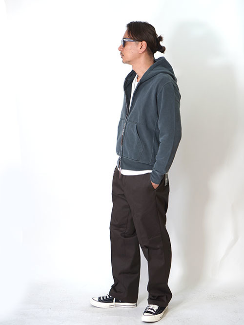 REMI RELIEF SP加工裏毛ZIPパーカー  - Vintage Black