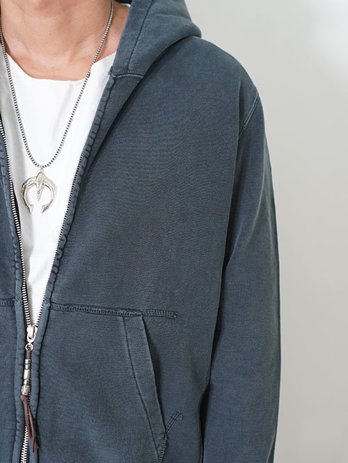 REMI RELIEF SP加工裏毛ZIPパーカー  - Vintage Black