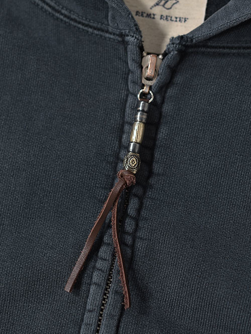 REMI RELIEF SP加工裏毛ZIPパーカー  - Vintage Black