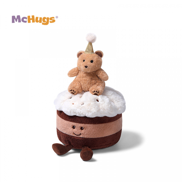 Mchugs Raffles Bear Birthday Cake（マックハグス）ラッフルズベアバースデーケーキ　くまを乗せたバースデーケーキ　ブラウン　ケーキ　