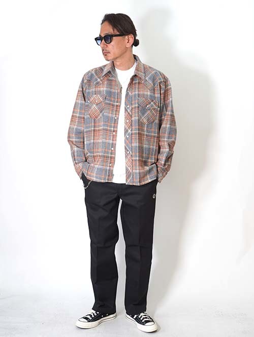 Etoffe Vintage  ARROW 70's Plaid Western Shirt