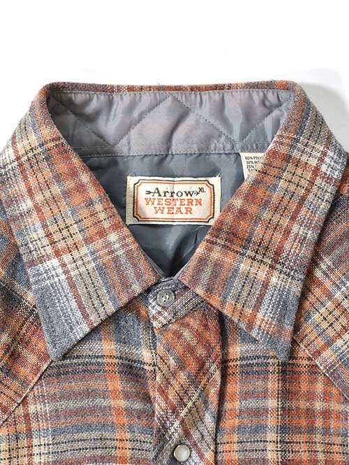 Etoffe Vintage  ARROW 70's Plaid Western Shirt
