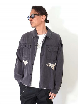 REMI RELIEF  Military shirt (刺繍:虎) - Charcoal