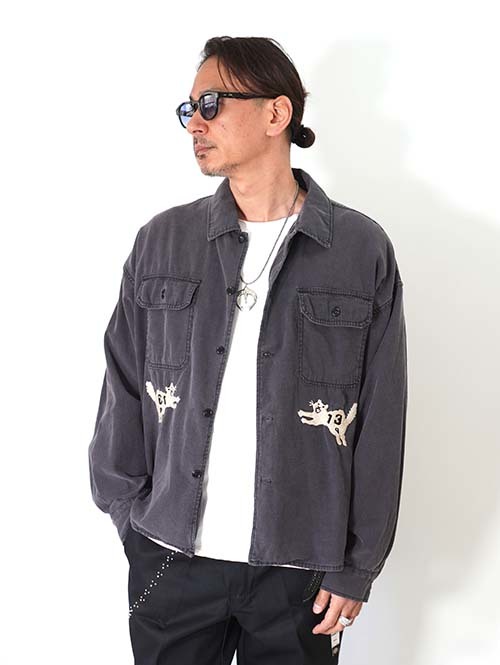 REMI RELIEF  Military shirt (刺繍:虎) - Charcoal