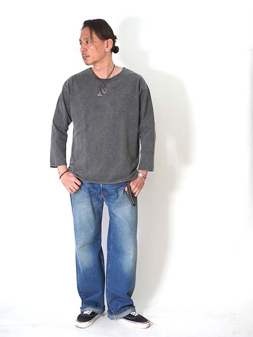 GRAB IN HOLLYWOOD  Heavy Weight Relax Fit All Cut 3/4Sleeve - Pig.Black