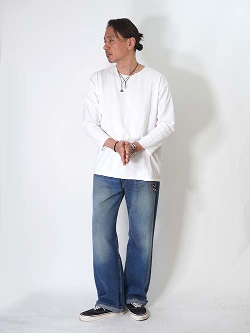 GRAB IN HOLLYWOOD  Heavy Weight Relax Fit All Cut 3/4Sleeve - White